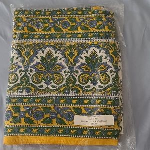 Tablecloth and napkins blue green yellow